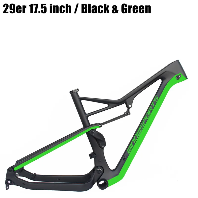 17.5 Black Green Диаметр колес рама карбоновая для горного велосипеда 29er Boost 148*12 XC рама для горного велосипеда углерода Размер 15,5/17,5/19,5 дюймов крепежная рама для горного велосипеда - Цвет: 17.5 Black Green