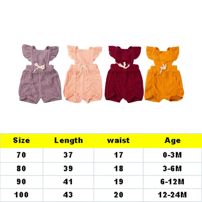 

Newborn Kid Baby Girl Ruffle Sleeve Romper Causal Solid Romper Outfits Clothes