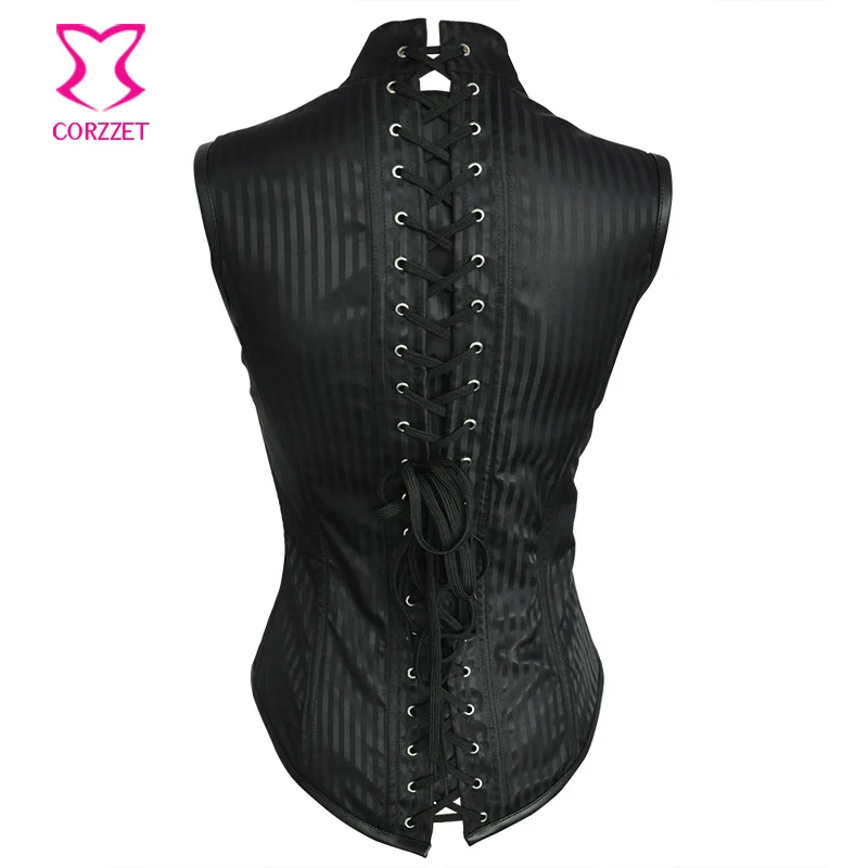 Корсет женский в черную полоску со стальными косточками майка тренажер для талии