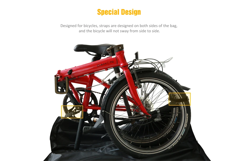 DAHON Складная Большая вместительная сумка для велосипеда с двумя боковыми застежками-молниями, дизайнерские велосипедные сумки для велосипедов размером около 14-20 дюймов