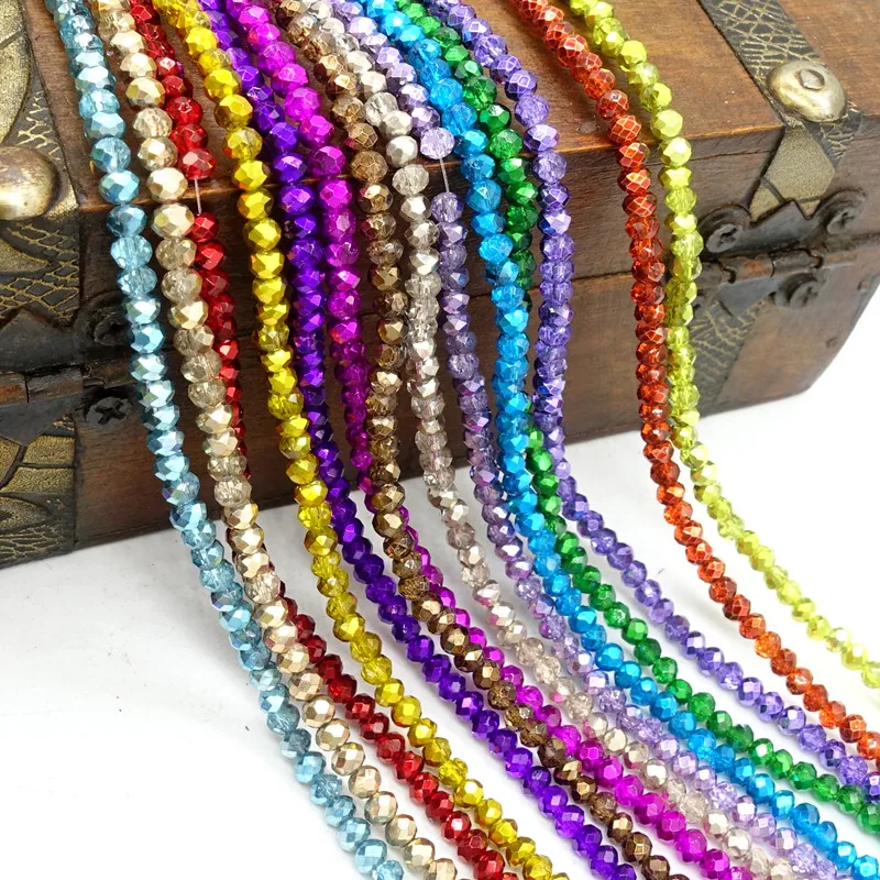 Оптовая продажа 200 шт. граненые круглые бусины с полупокрытием из хрустального