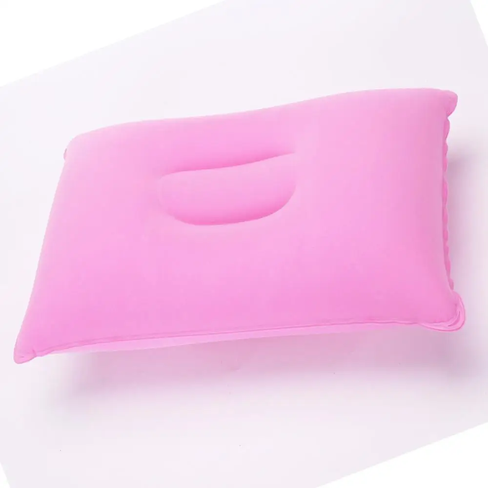 pink Мини надувная воздушная подушка портативная кровать однотонная Удобная флокированная подушка для кемпинга путешествия Туризм Самолет Отель Отдых для сна - Цвет: pink