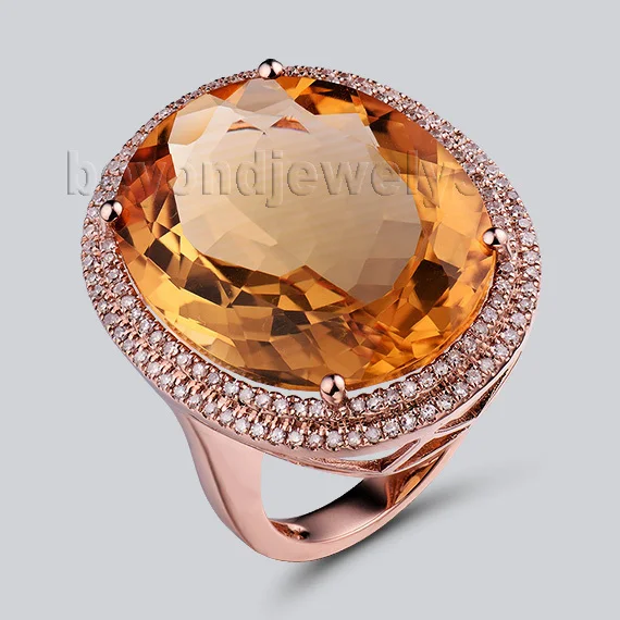 

LANMI Natural Citrine Jewelry Genuine Citrine Diamond Engagement Rings 14Kt Rose Gold Wedding Ring For Sale R0014