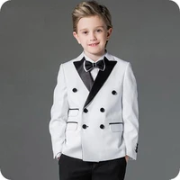 double breasted white boy suits for wedding black peaked lapel slim child wedding suits boys costume kids blazers ternos 3piece
