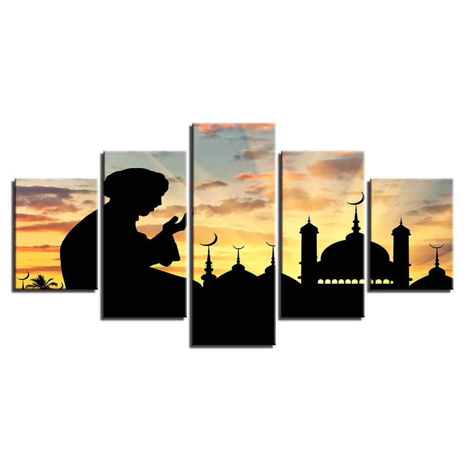 Модульная холст Плакаты HD печатает фотографии 5 шт. Исламская Hajj Mubarak живопись для