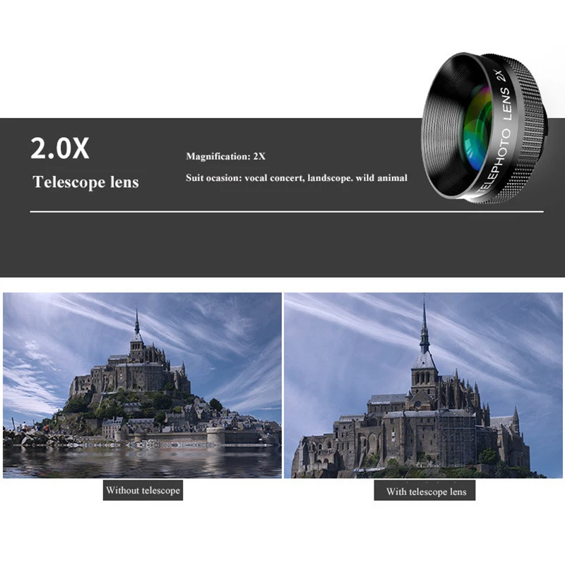 Объектив для камеры телефона 6 в 1 комплект объектива мобильного Iphone и Android