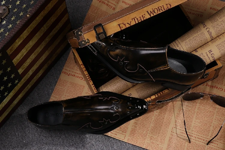 Мужские модельные туфли высокого качества с металлическим носком Бронзовые