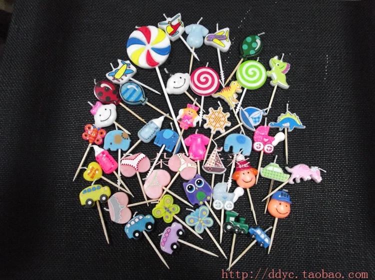 Одноразовые неупакованные свечи для дня рождения различные стили мини