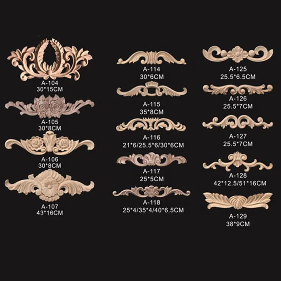 Резьба по дереву длинная аппликация мебель дверь Кровать Декоративные Ретро