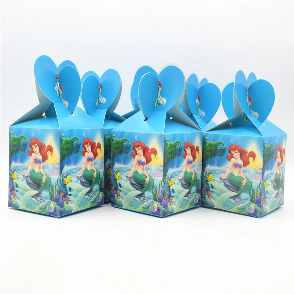 

6 шт./компл. коробка конфет с маленькой русалочкой, детские подарочные коробки для дня рождения русалочкой, чехол для конфет, свадебные короб...