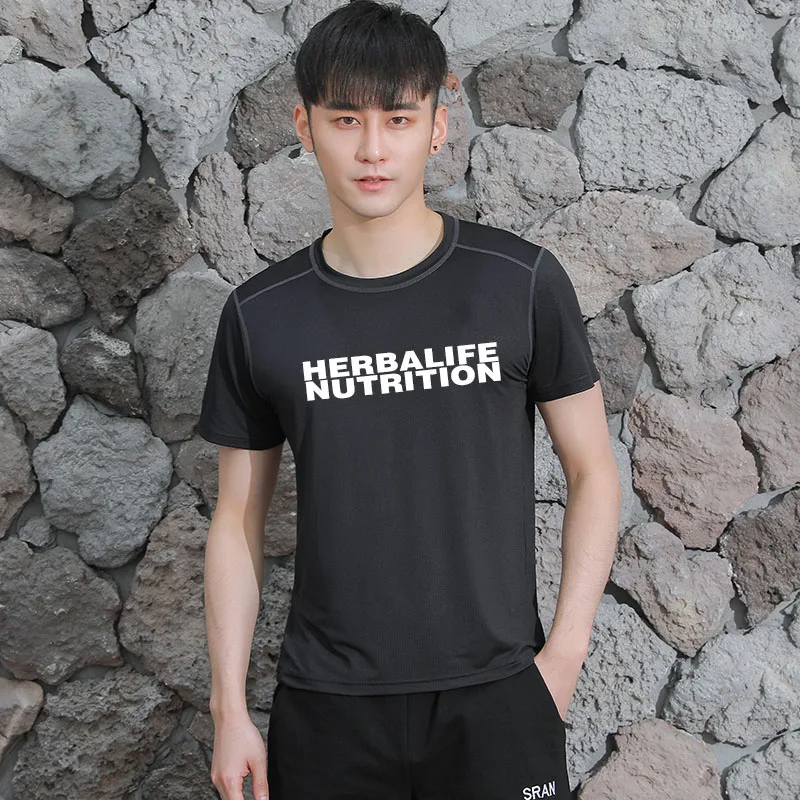 herbalife clothing Summer ice short-sleeved t-shirt men's sweat-absorbent breathable round neck silk quick-drying sports T-s | Спорт и
