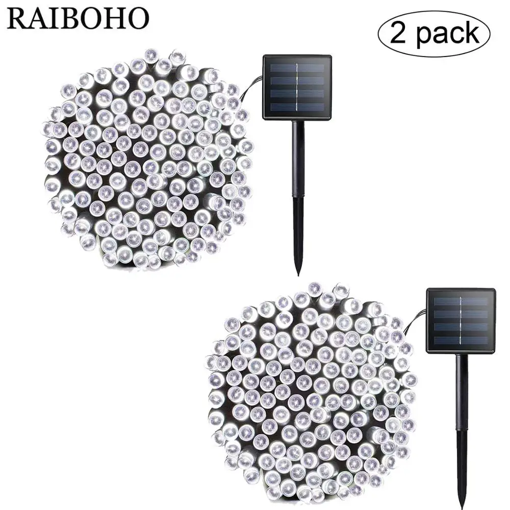 2 шт. солнечные гирлянды 22 м 200LED Солнечные Звездное освещение водонепроницаемый наружный струнный свет для садов Рождественская елка дома