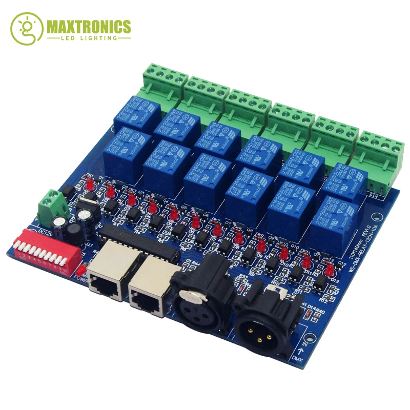 12CH Relay switch dmx512 Controller RJ45 XLR relay output DMX512 control 12 way switch(max 10A) for led | Лампы и освещение