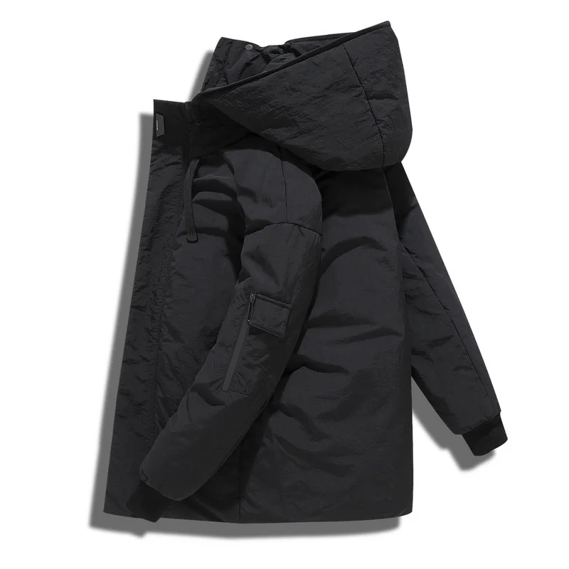 Мужской пуховик на гусином пуху теплая зимняя парка с капюшоном JK-803 | Мужская