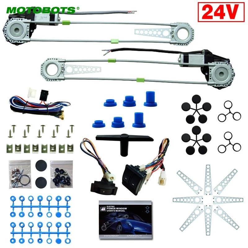 

MOTOBOTS 1Set Car/Truck Front 2-Doors Electric Power Window Kits with 3pcs/Set Switches & Harness DC24V #AM2979