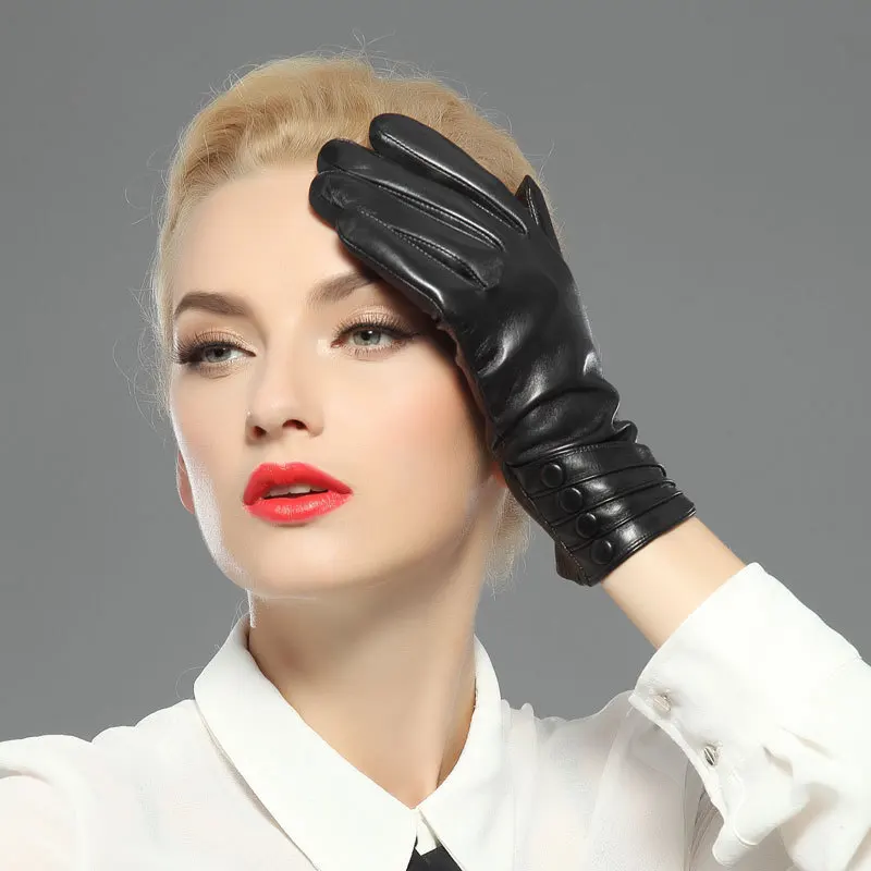 Натуральная кожа леди импорт овчина полный сенсорный экран утолщение и тепло три