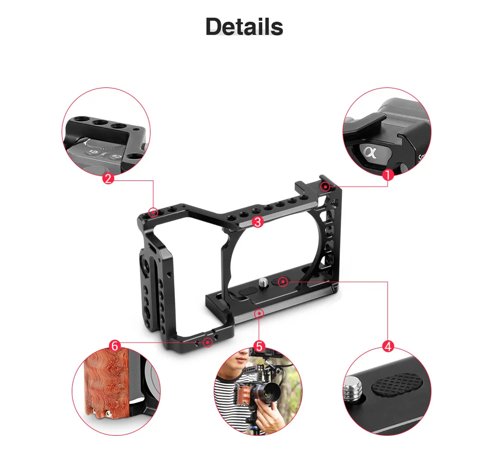 SmallRig 6500 клетка для камеры комплект для sony A6500 камера с деревянной ручкой крепление A6500 клетка стабилизатор 2097