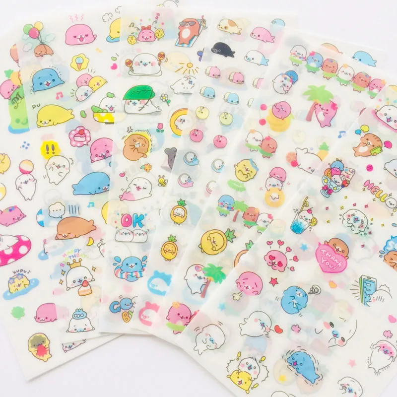 6 листов клейкие ПВХ наклейки Морская лев|stationery stationery|stationery paperstationery kawaii |
