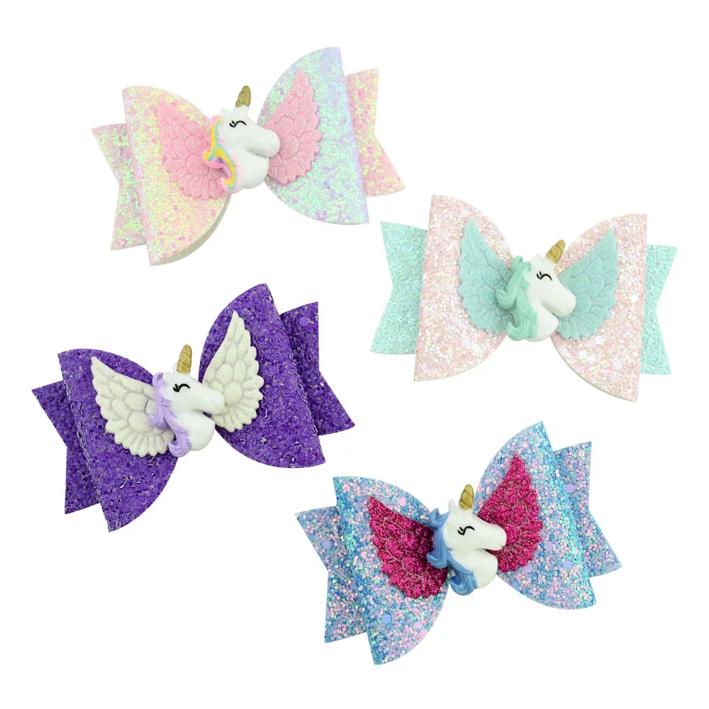 Обруч для волос с единорогом девочек 3 5 дюйма блестящие галстуки бабочки