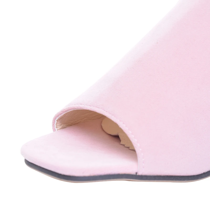 HEE GRAND/летние босоножки из флока простые женские шлепанцы с открытым носком на