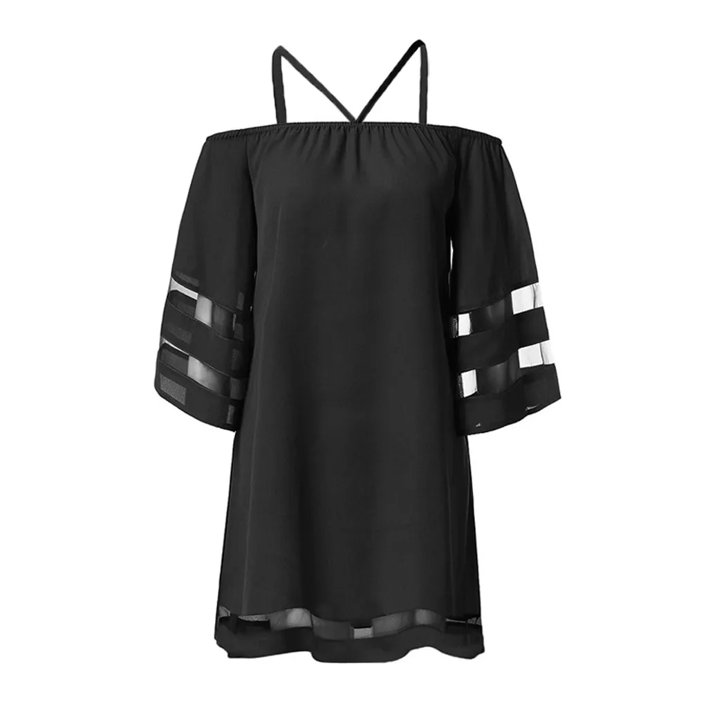 Платье женское летняя мода 2019 сетчатая Блузка С плечиками и