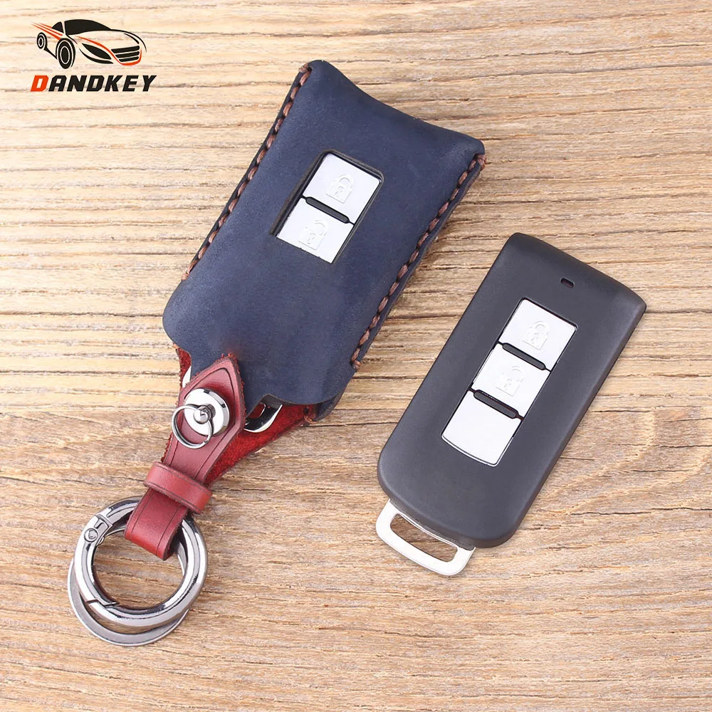 DANDKEY Новый защитный чехол для ключа из натуральной кожи с 2 кнопками Mitsubishi Lancer EX ASX