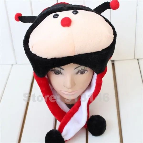 Мягкая Плюшевая Шапка бини с капюшоном в виде божьей коровки для взрослых женщин