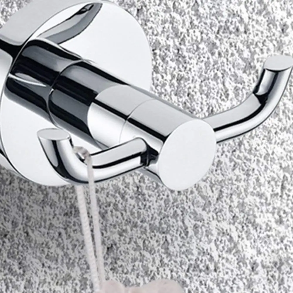 Stainless Steel Towel Holder Bathroom Robe 2 Hook Hat Clothes Wall Door Hanger 5cmx6cmx8cm | Hooks