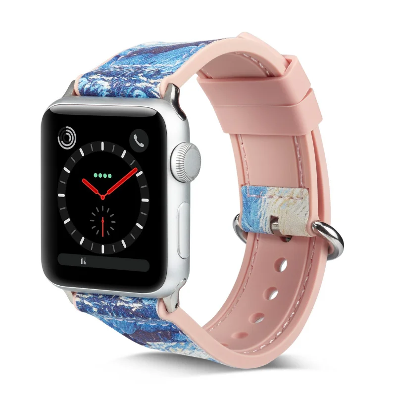 Спортивные силиконовые вставки кожи ремешок для наручных часов Apple Watch, версии чехол 38-42/40/44 мм для наручных часов iWatch, 5, 4, 3, 2, 1 картина с изображением Эйфелевой башни браслет