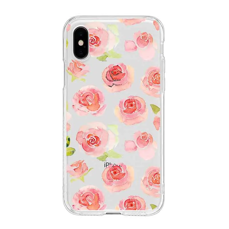 Мягкий прозрачный чехол для телефона из ТПУ с принтом в форме цветка розы pineappl