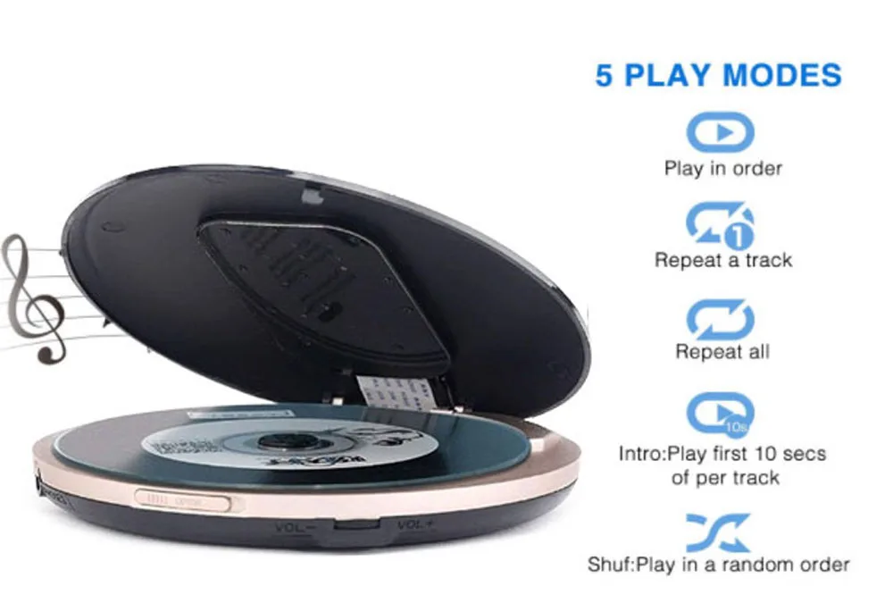 HOTT 711T Bluetooth портативный CD-плеер с перезаряжаемой батареей светодиодный дисплей, персональный CD walkman, чтобы наслаждаться музыкой и аудиокнигой