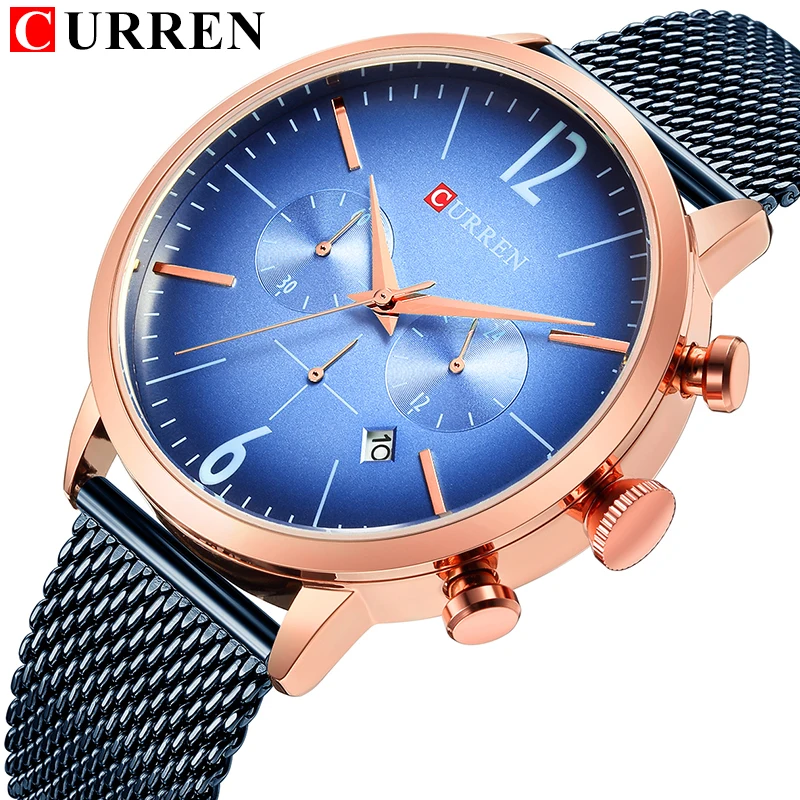 Relogio Masculino люксовый бренд CURREN спортивные часы с хронографом мужские сетчатые