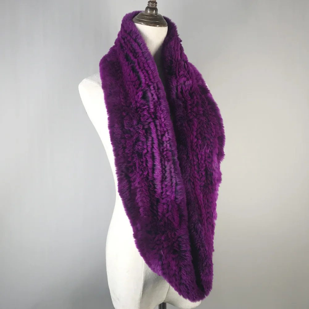 Лидер продаж 2020 женский шарф из меха бесконечности Круглый длинный кролика
