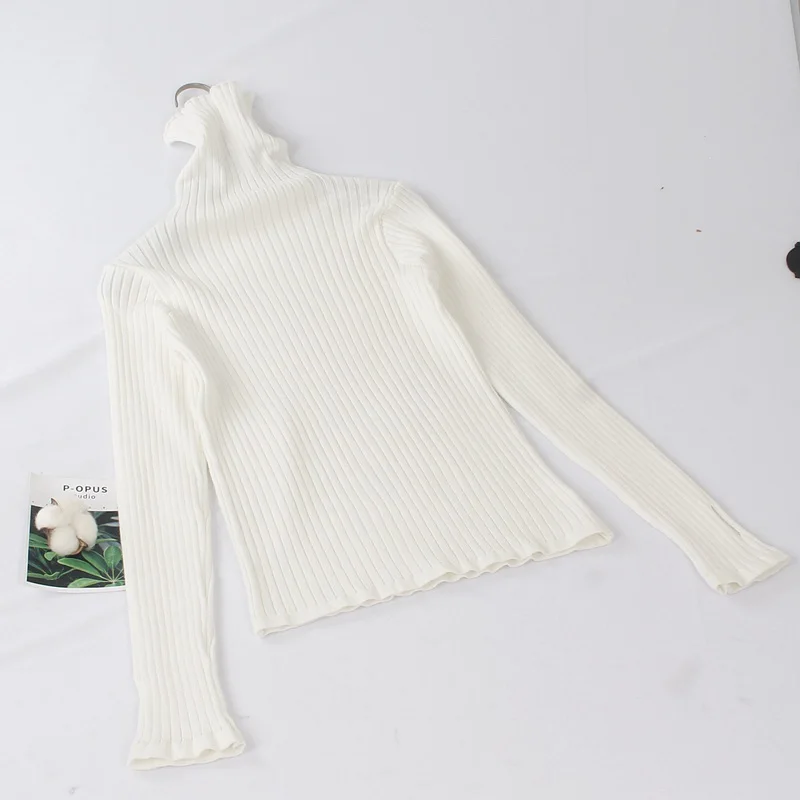 white G889 GIGOGOU, базовый, ребристый, водолазка, женский свитер, высокий ворот, вязаный свитер, пуловеры с отверстием для большого пальца, осень, зима, джемпер, Топ - Цвет: white G889