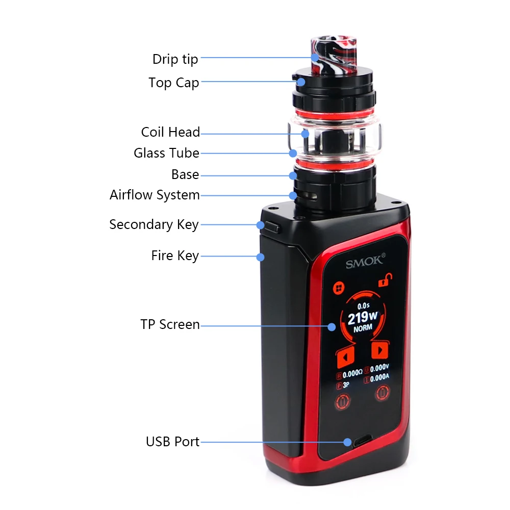 Новейший набор электронных сигарет Smok MORPH Vape kit 219W MOD с емкостью 6 мл двумя