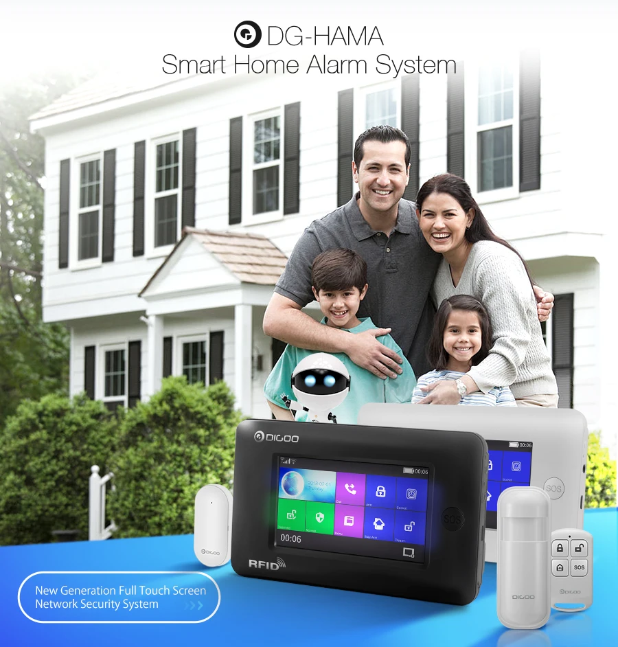 Digoo DG-HAMA Все сенсорный экран Alexa версия 433 МГц 3G& GSM& wifi DIY умная домашняя система охранной сигнализации наборы