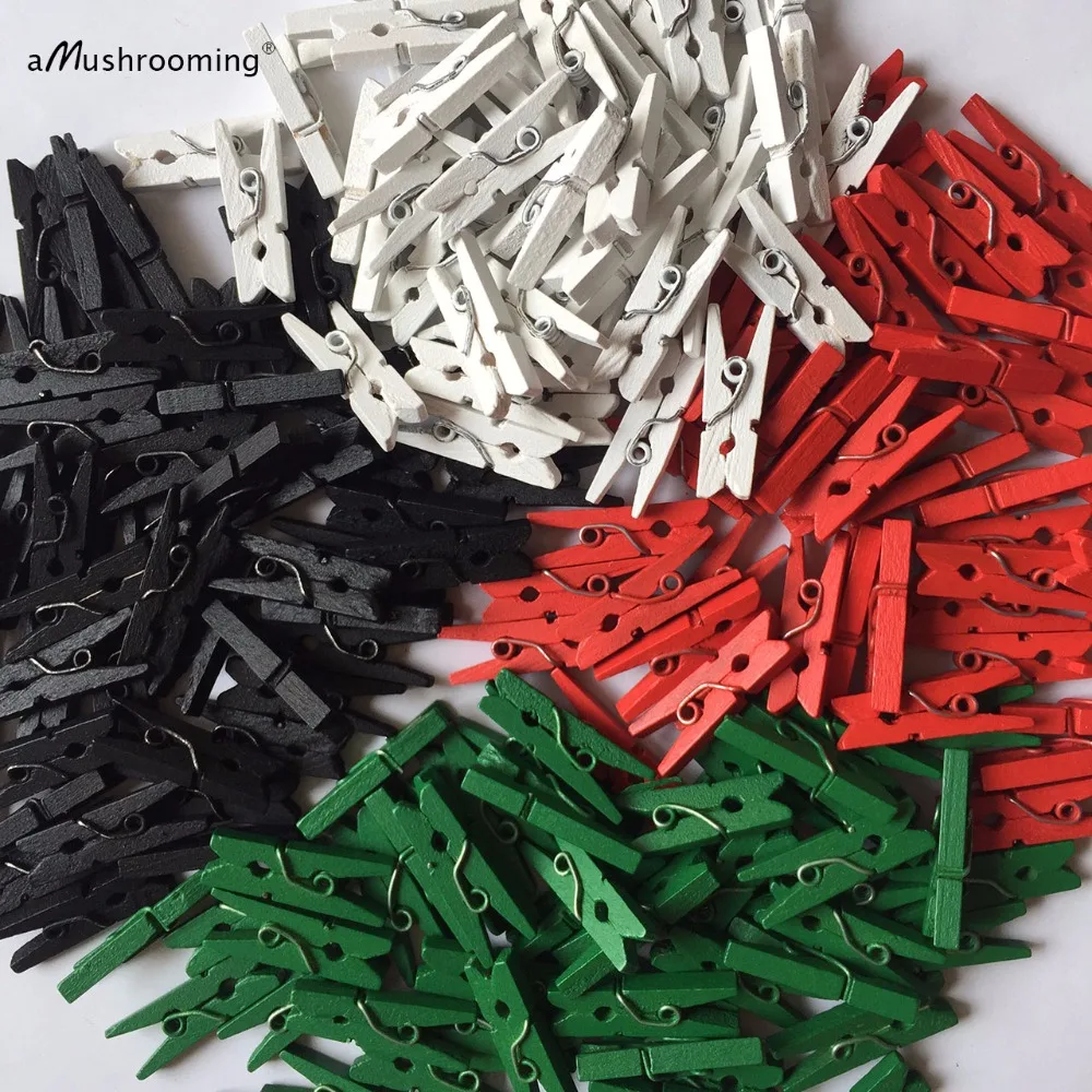 Мини прищепки деревянные красные черные белые зеленые 1000 шт.|birthday party decorations|birthday