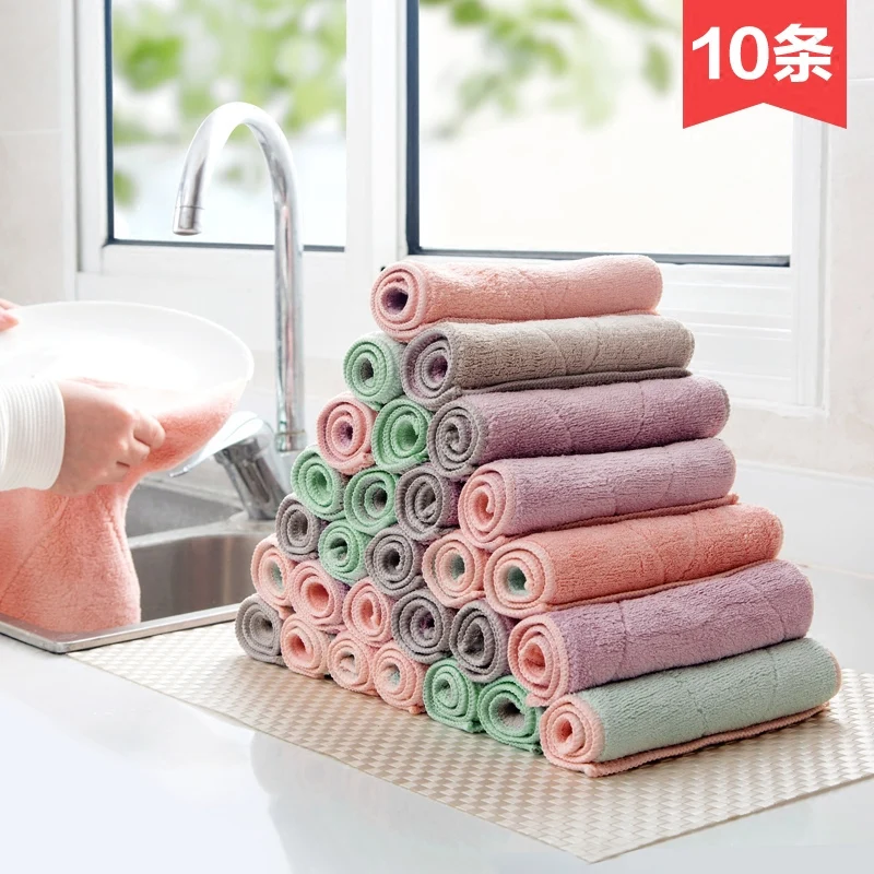 10 шт./лот супер впитывающая ткань из микрофибры для кухонной посуды