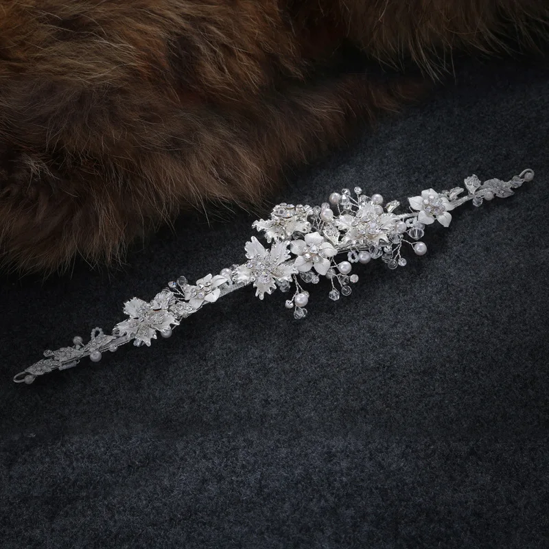Gorgeous White Crystal Rhinestones Pearls Flower Wedding Hair accessories Hairband Bridal Headband Bridesmaids Jewelry Women | Украшения и