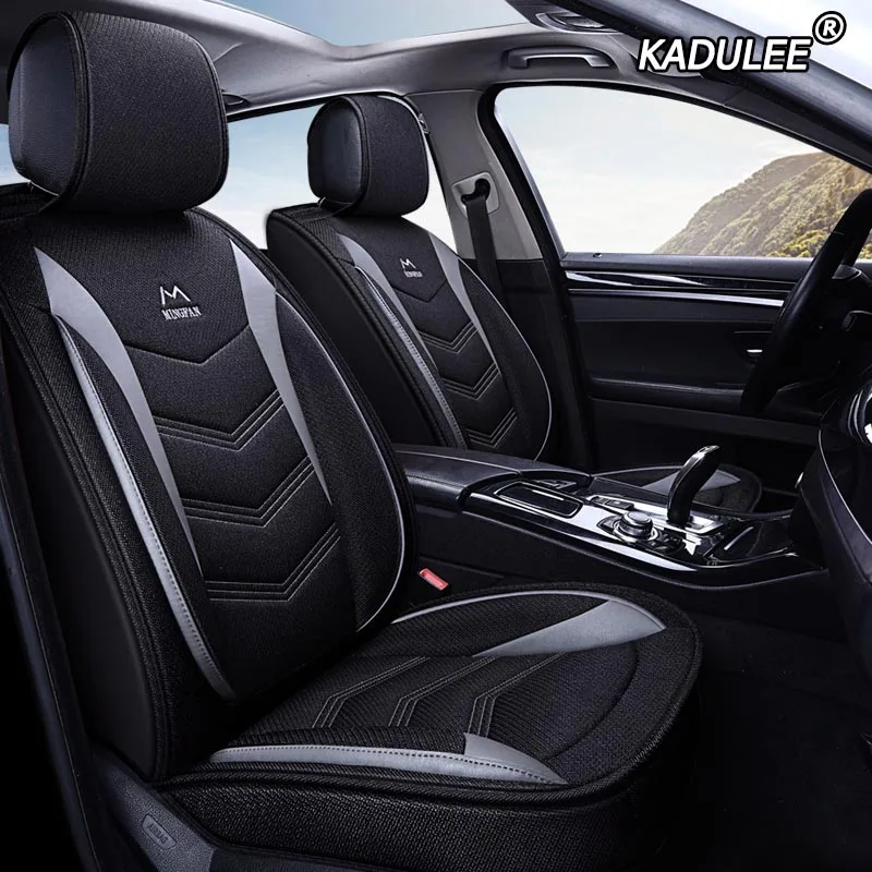 KADULEE льняные автомобильные чехлы для Mitsubishi Lancer Outlander Pajero Eclipse asx автомобильные аксессуары стильные чехлы для автосидений - Название цвета: black gray