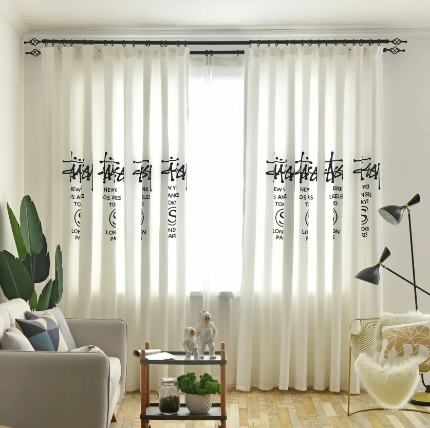 Современные стильные занавески на заказ с вышивкой в сетку красные шторы для