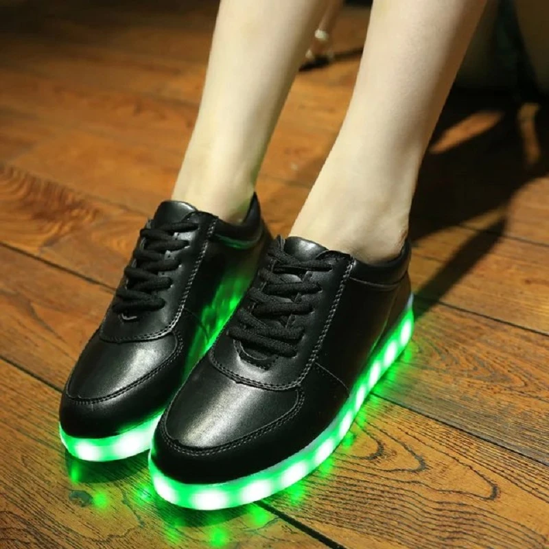 Solid Mens Led Light Up Shoes Flashing Luminous with USB Charging Children Glowing Slippers Basket Unisex | Обувь