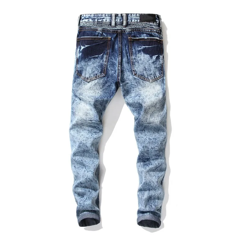 Мужские винтажные джинсы в стиле пэчворк стильные байкерские на молнии