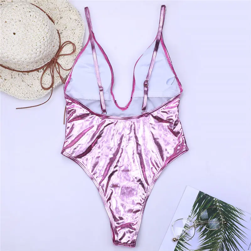 NIDALEE Глубокий V Для женщин купальники Одна деталь купальник монокини Backlace Push Up