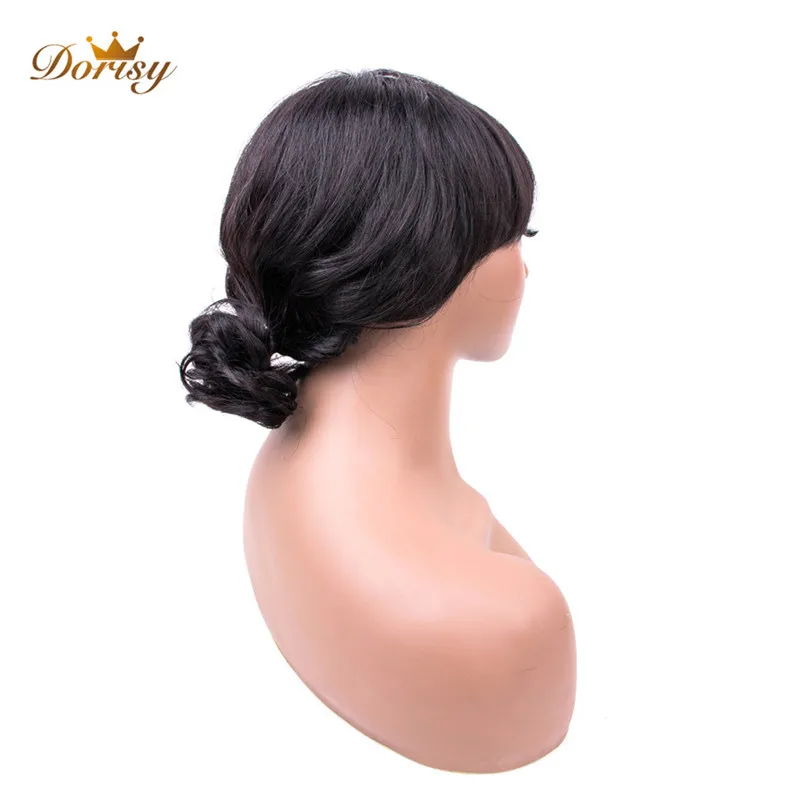 Короткие человеческие волосы парики бразильские с челкой свободная волна 12