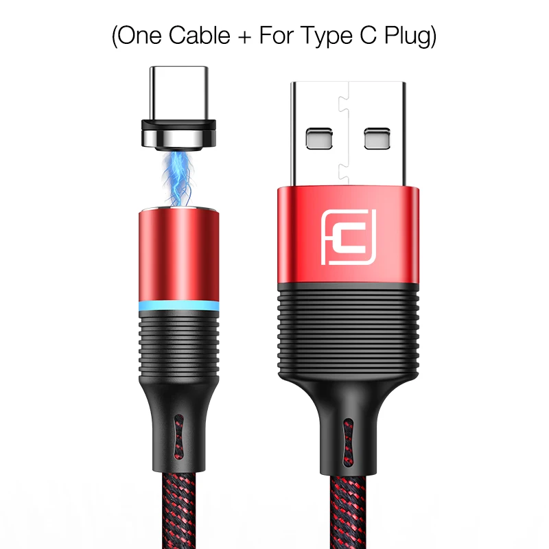 Red for Type C CAFELE QC3.0 светодиодный магнитный USB кабель для iPhone usb type C Micro кабель для samsung huawei Xiaomi Oneplus 3A кабели для быстрой зарядки - Цвет: Red for Type C