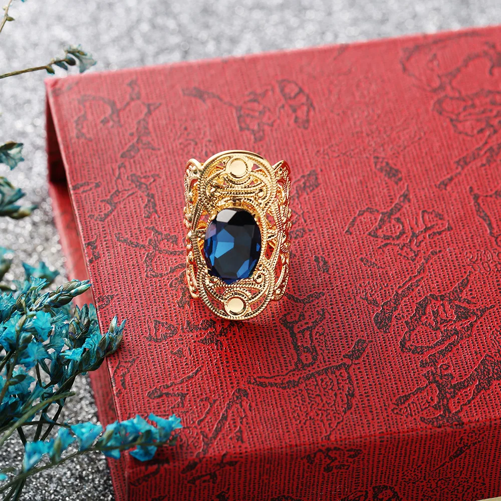 Openwork Copper Ring Large Rhinestone Opening Adjustable Long Fashion Creative Jewelry for Women Accessories | Украшения и