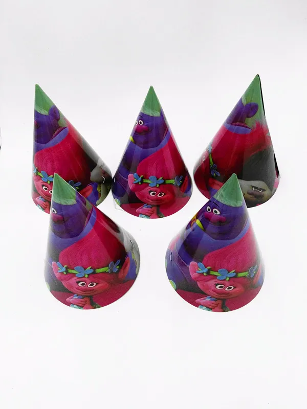 6 шт./лот бумажные шляпы с изображением троллей Детские вечерние шапки для дня