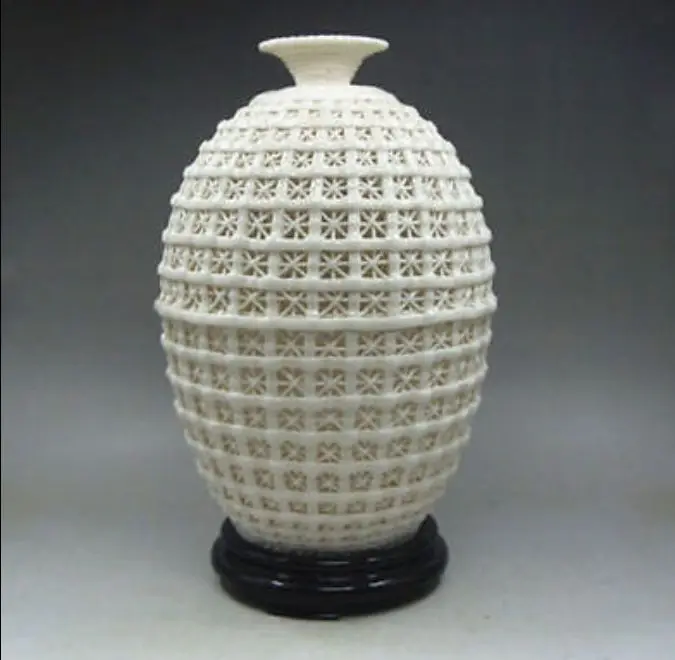 

10.44 inch /China decorative handmade porcelain carving hollow out a large vase