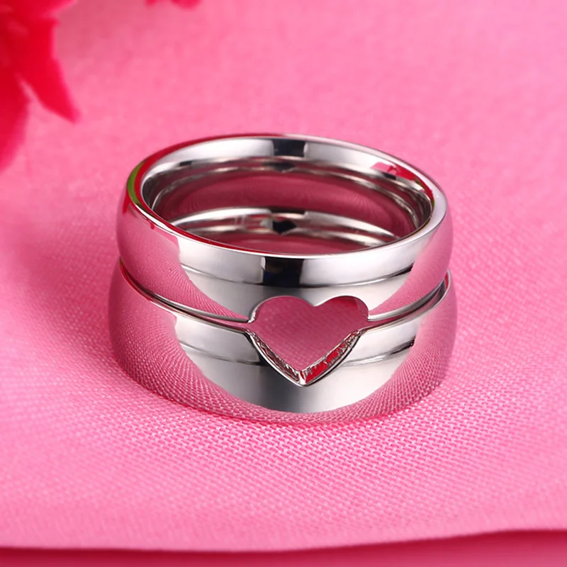 Vnox половина сердца Свадебные Кольца для Для женщин мужчин Альянс простой Юбилей